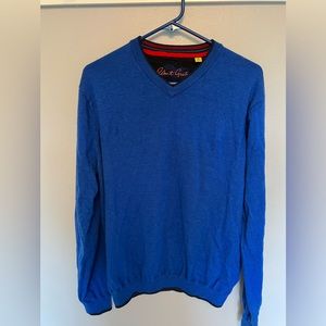 Robert Graham Size L Classic Fit Blue V-Neck Sweater